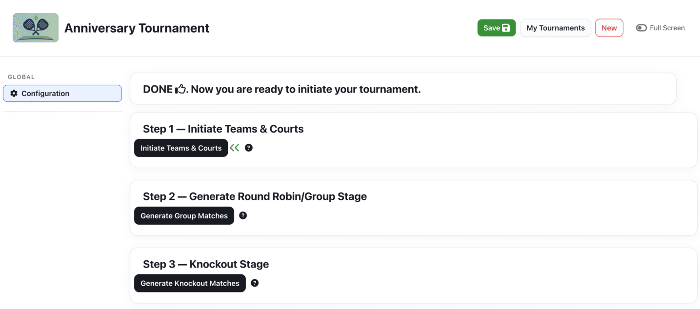 Configuration dashboard